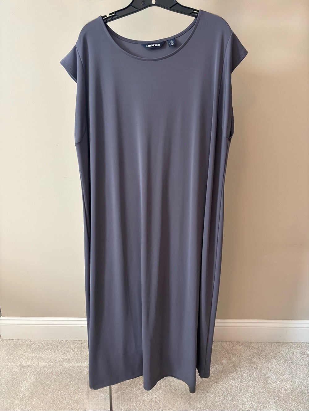 Lands' End Slate Gray Scoop-Neck Maxi Dress